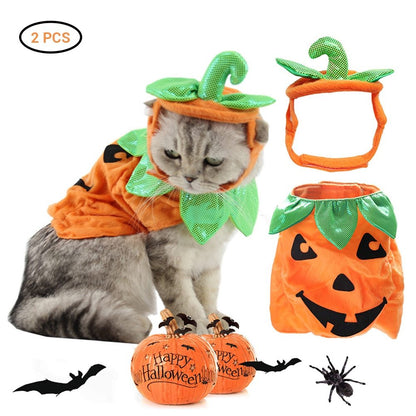 Halloween Cats Creative Pumpkin Shape Green Leaf Decoration Costume