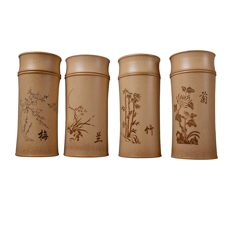 Retro Carved Bamboo Tea Jar
