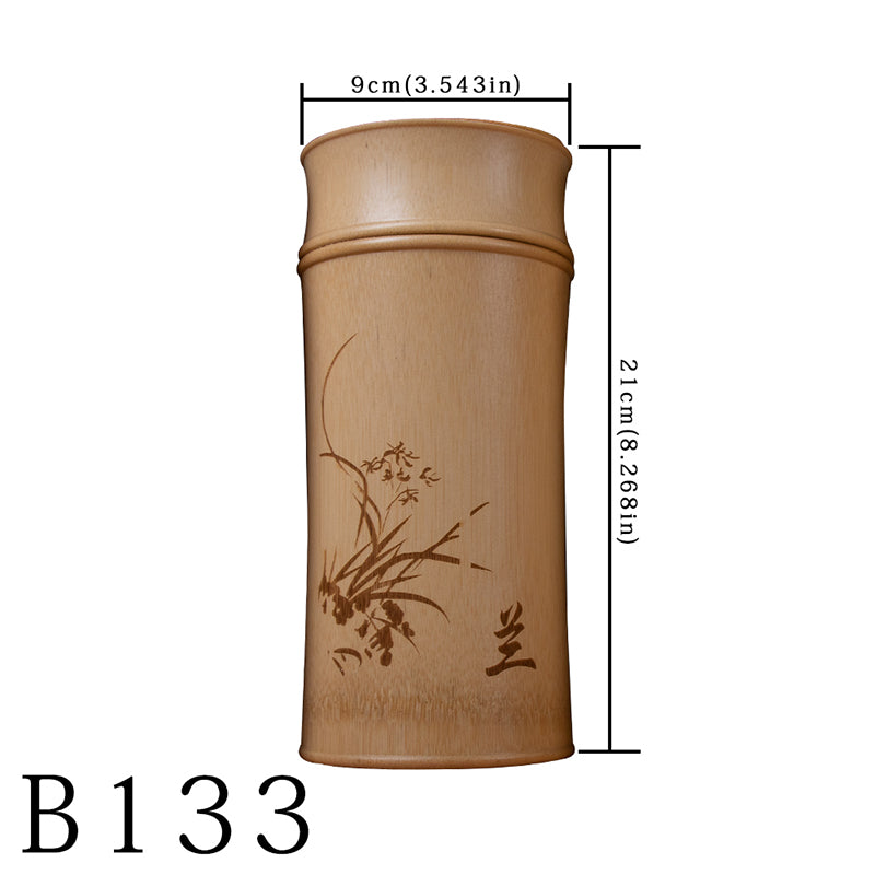 Retro Carved Bamboo Tea Jar