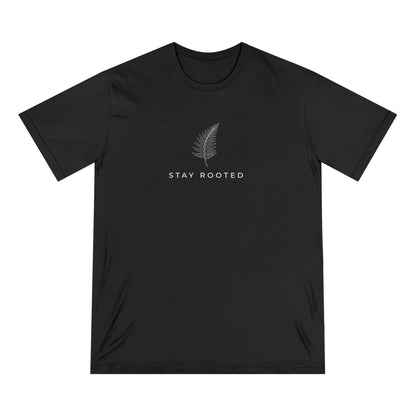 Stay Rooted Organic T-Shirt — Minimal Leaf Graphic, Natural Lifestyle Tee