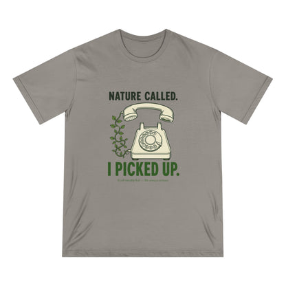 Nature Called T‑Shirt — “I Picked Up” Vintage Phone Eco Graphic Tee