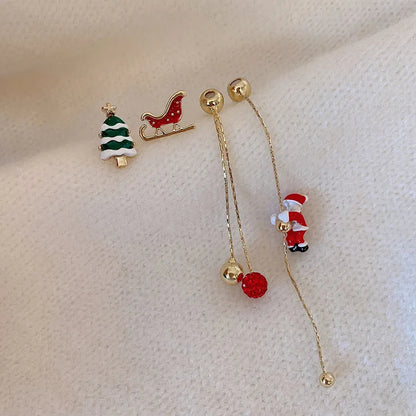 Moving Santa Claus Long Tassel Earrings