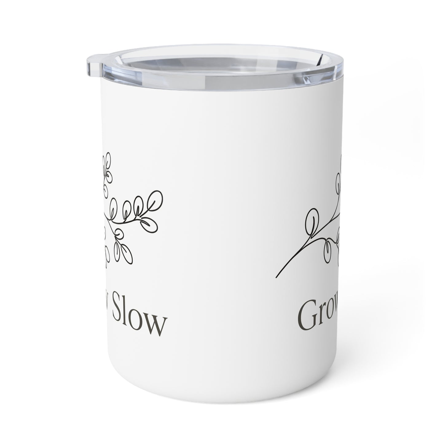 Insulated Coffee Mug — "Grow Slow" Minimal Botanical 10oz Travel Tumbler