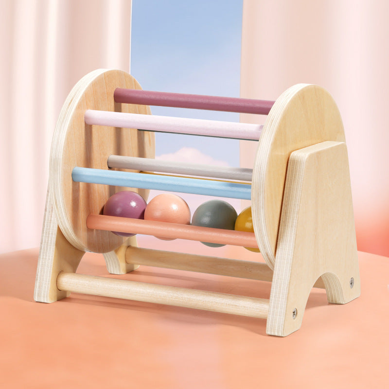 Teaching Aids Rolling Drum Wooden Rainbow Baby Puzzle