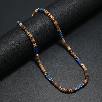 Vintage Bohemian Ethnic Style Coconut Shell Wooden Bead Natural Stone Necklace