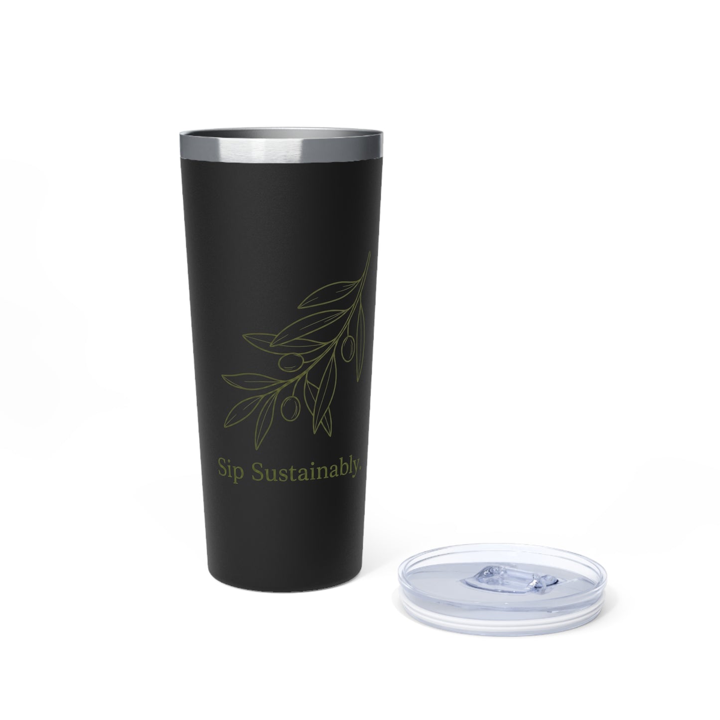 Eco Olive Branch 22oz Insulated Tumbler — "Sip Sustainably"