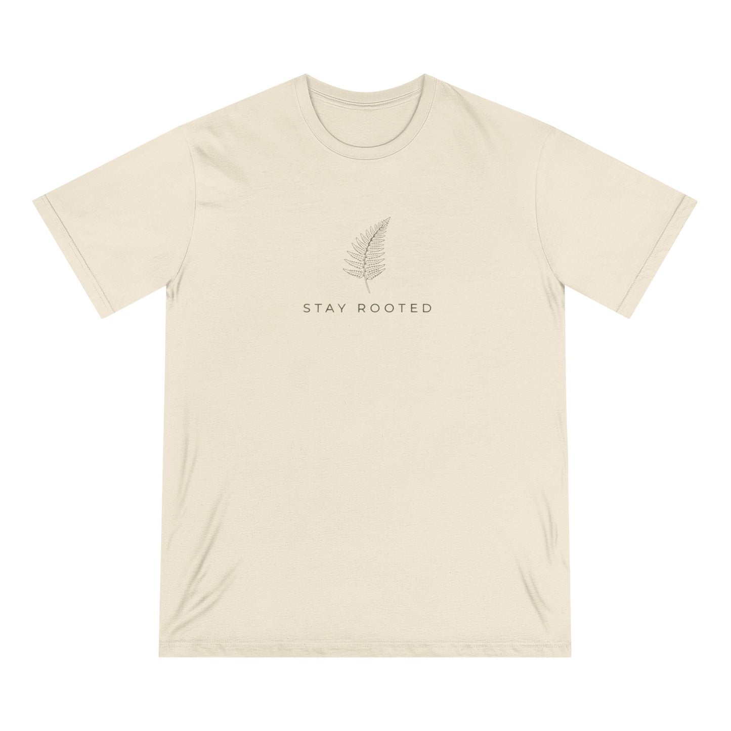 Stay Rooted Organic T-Shirt — Minimal Leaf Graphic, Natural Lifestyle Tee
