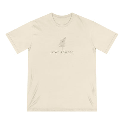Stay Rooted Organic T-Shirt — Minimal Leaf Graphic, Natural Lifestyle Tee