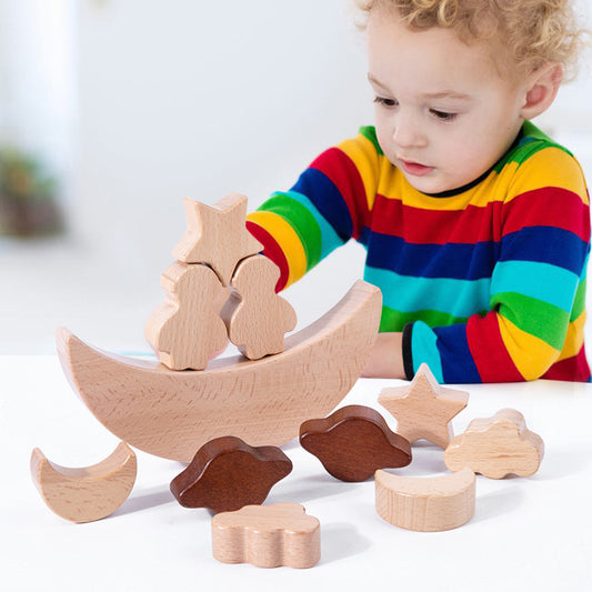 Wooden Children's Moon Balance Building Blocks