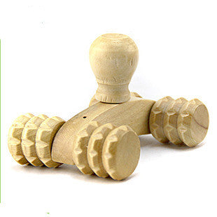 Solid Wood Full-body Four Wheels Wooden Car Roller