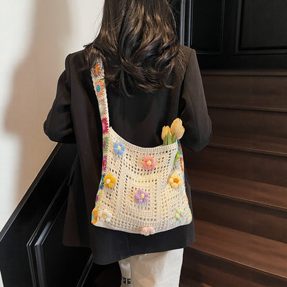 Hollow Beach Bag Women's Large Capacity Knitted Shoulder Bag