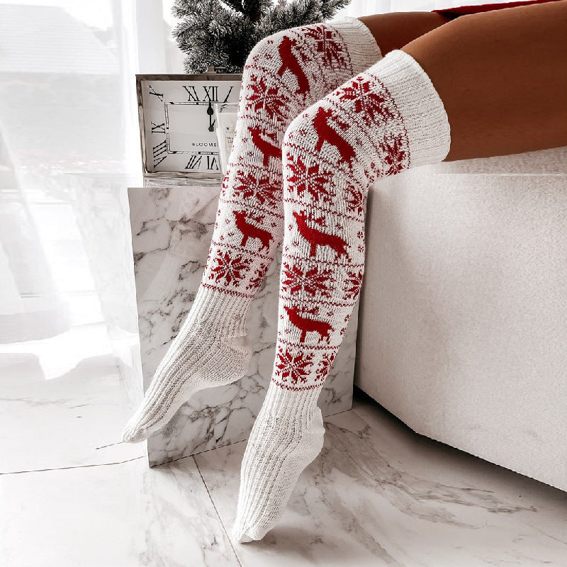 Winter Christmas Warm Knitted Over-the-knee Casual Long Socks