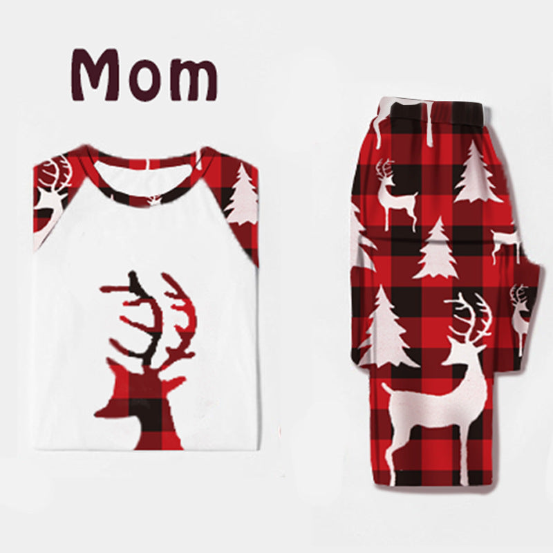 European And American Christmas Deer Head Print Parent-child Home Service Suit