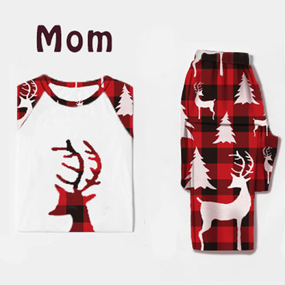 European And American Christmas Deer Head Print Parent-child Home Service Suit