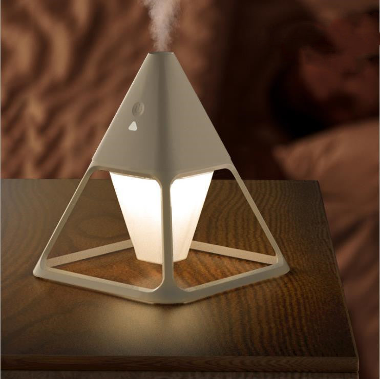 USB Wood Grain Volcanic Pyramid Humidifier