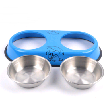 Stainless Steel Pet Double Bowl Detachable Set