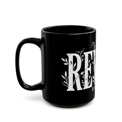 Ceramic Coffee Mug, Black Floral — 11oz/15oz
