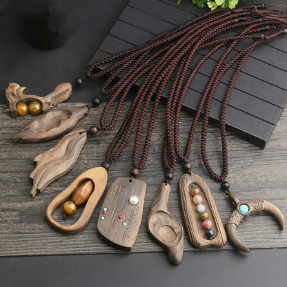 Ancient Long Sweater Wooden Chain