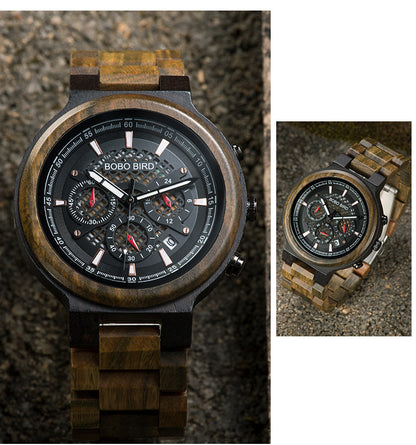 Multifunctional Creative Green Sandalwood Watch