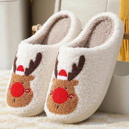 Winter Home Elk Soft Cozy Bedroom Slipper