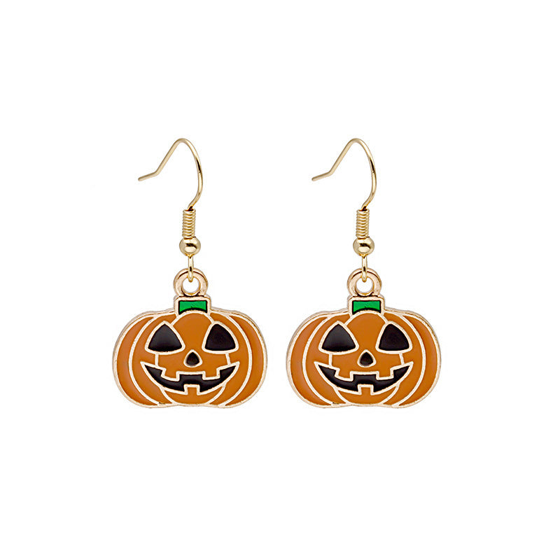 Halloween Cute Pumpkin Spooky Oil Drip Alloy Earrings