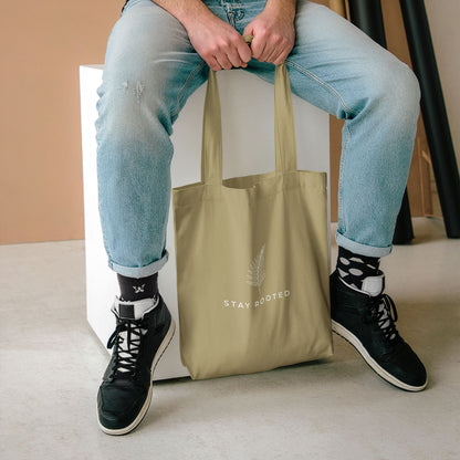 Stay Rooted Tote Bag — Minimal Fern Design Cotton Grocery & Market Bag