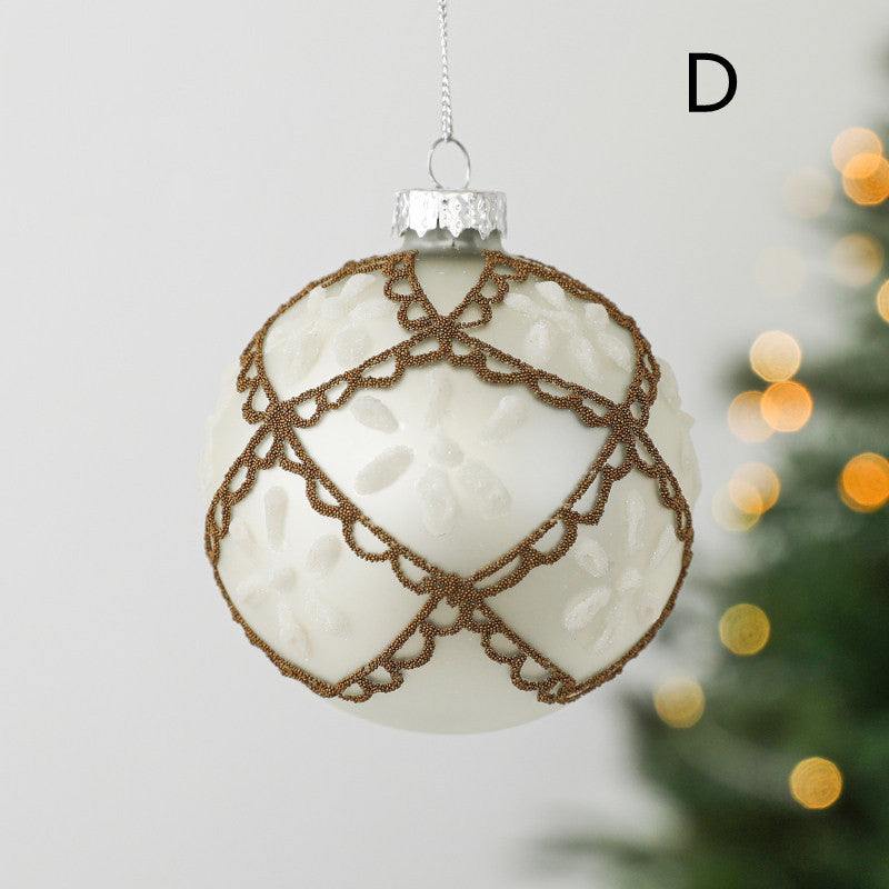 Glass Ball Drop Ball Hand Drawn Christmas Tree Pendant