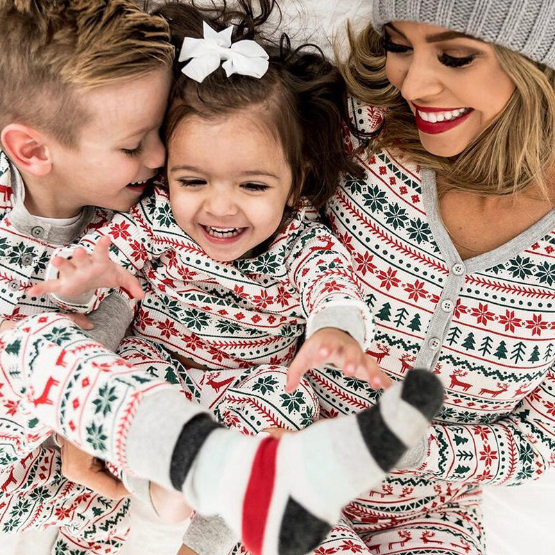 Christmas Family Matching Father Mother Kids Baby Look alike Clothes Set