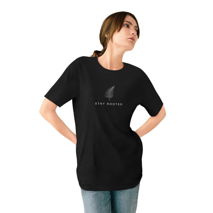 Stay Rooted Organic T-Shirt — Minimal Leaf Graphic, Natural Lifestyle Tee