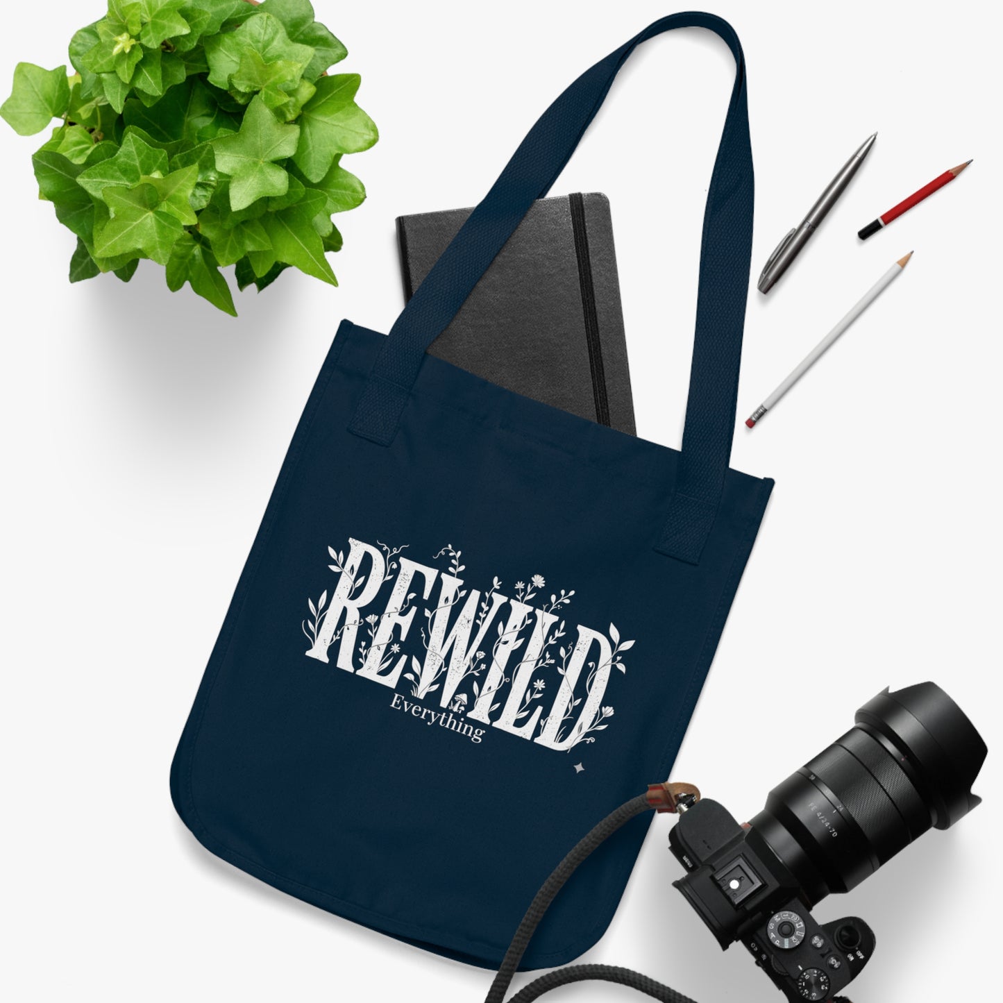 Rewild Everything Organic Canvas Tote — Eco-Friendly Plant Lover Bag