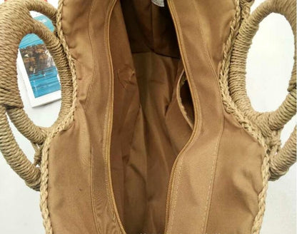 Wooden Handle Beach Bag Handbag