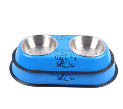 Stainless Steel Pet Double Bowl Detachable Set