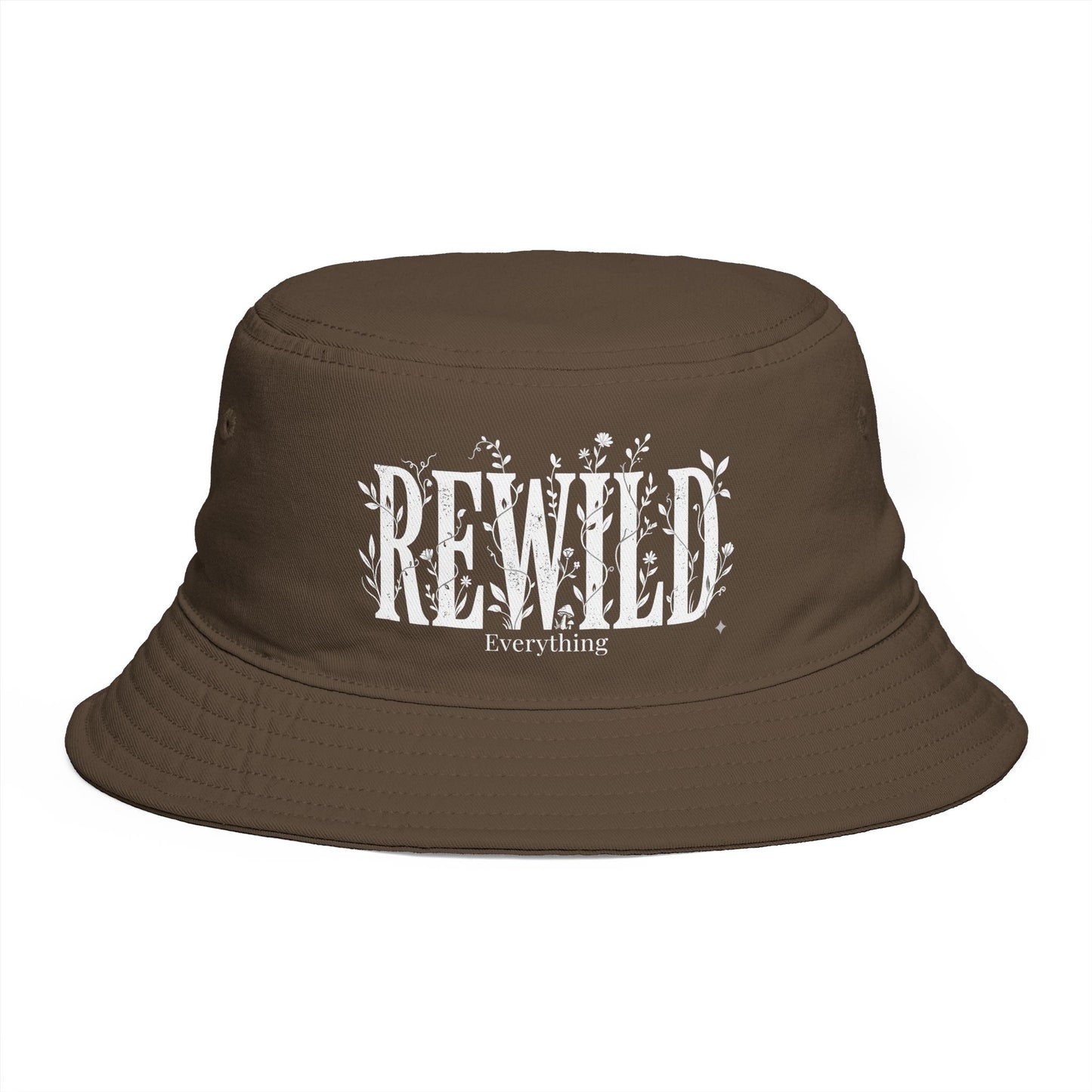 Rewild Everything Bucket Hat — Brown Outdoor Nature Hat