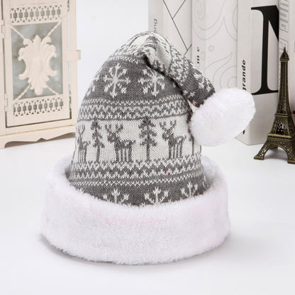 Snowflake Deer Knitted Wool Flannel Christmas Hat