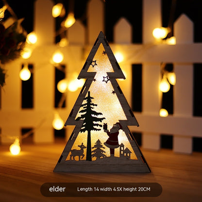 Christmas Wooden Luminous Decorative Ornaments With Lights