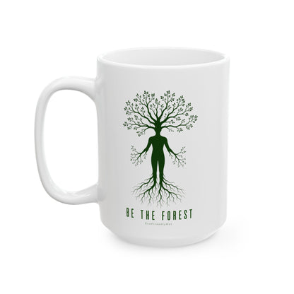 Herbal Tea Tree Ceramic Mug — Botanical Greenery 11oz & 15oz