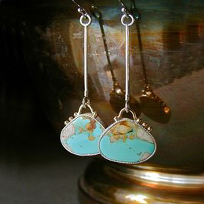 Long Colorful Turquoise Earrings
