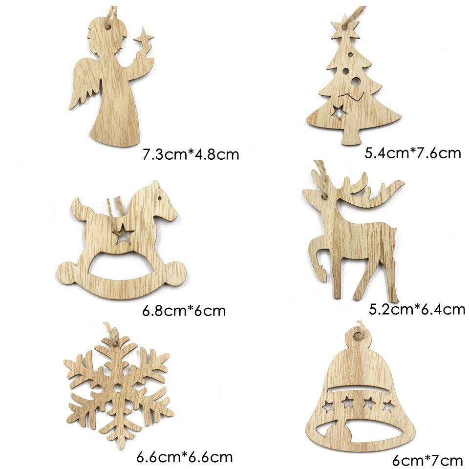 Christmas Snowflake Elk Wooden Pendant Decoration