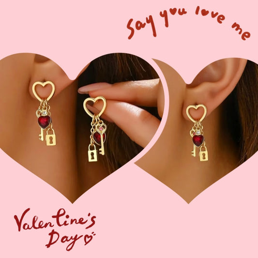 Valentine's Day Gift Luxury Love Earrings With Rhine Stone