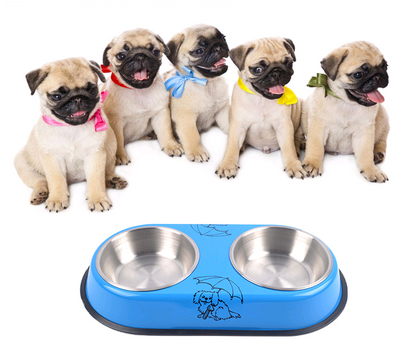 Stainless Steel Pet Double Bowl Detachable Set