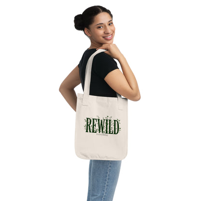 Rewild Everything Organic Canvas Tote — Eco-Friendly Plant Lover Bag