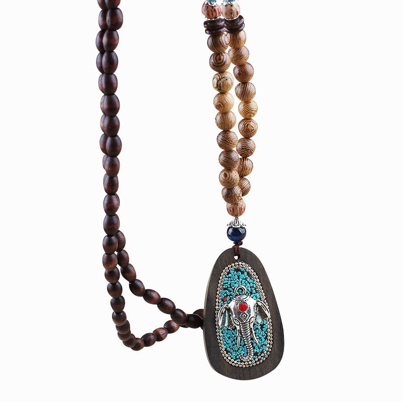 Wooden Bead Necklace Handmade Creative Pendant Jewelry