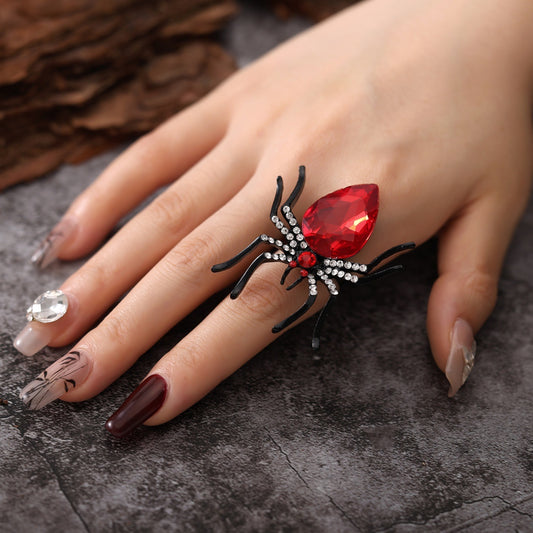 Halloween Spider Ring With Rhinestone