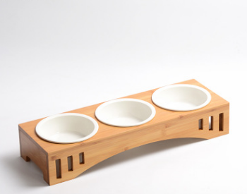 Bamboo Wood Arch Design Pet Bowl
