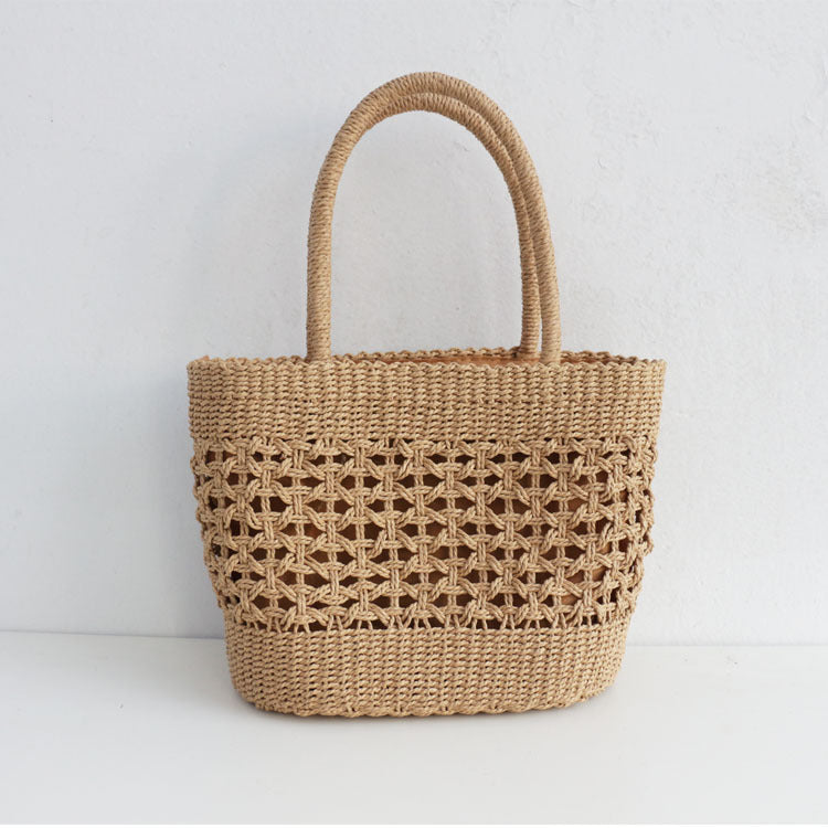 Women's Straw Woven Hollow Hand-held Bag