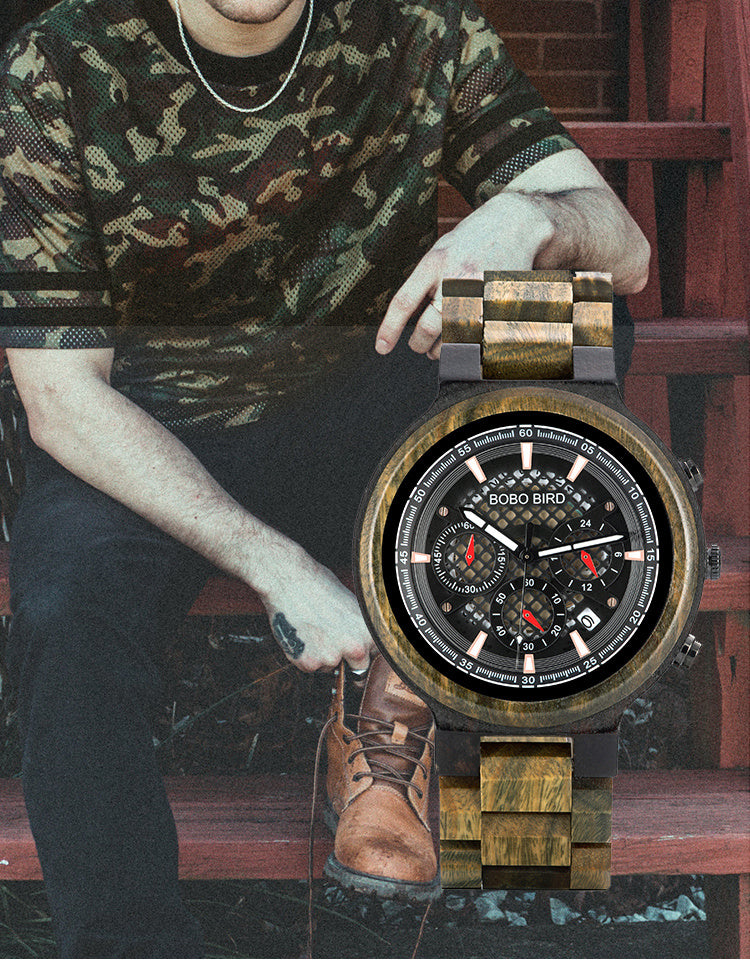 Multifunctional Creative Green Sandalwood Watch
