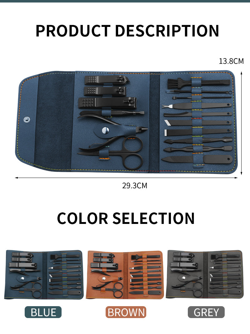 16pcs set Nail Clipper Cutter Trimmer Ear Pick Grooming Kit