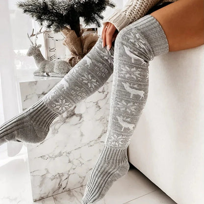 Winter Christmas Warm Knitted Over-the-knee Casual Long Socks