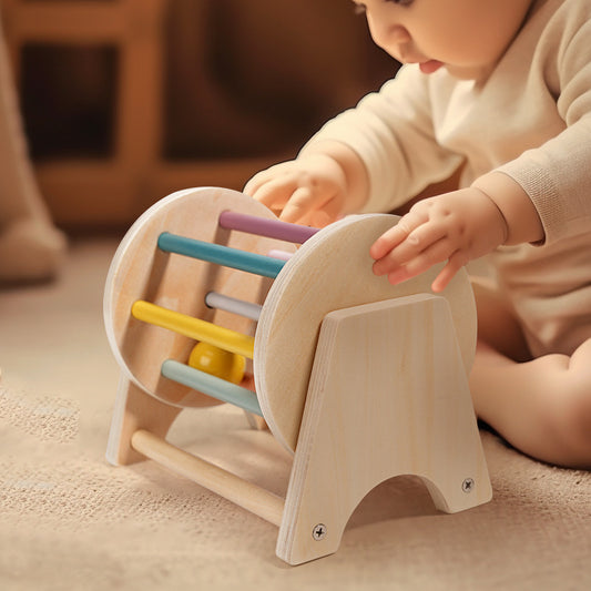 Teaching Aids Rolling Drum Wooden Rainbow Baby Puzzle