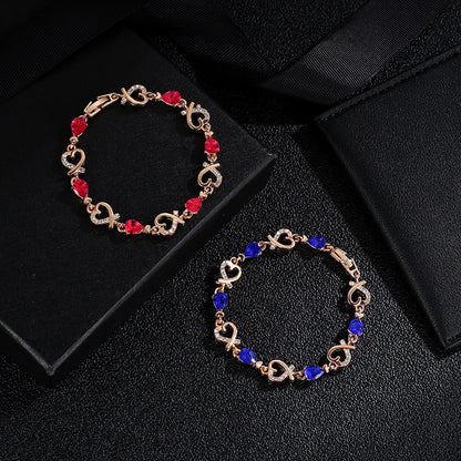 Hollow Love Bracelet With Rhinestones